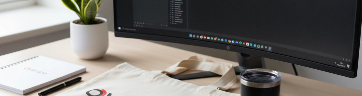 Materiale brand OverApp su una scrivania
